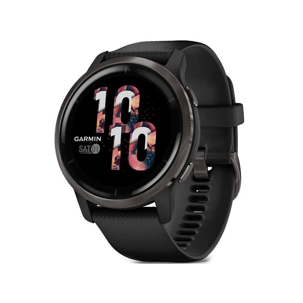 Спортивний годинник Garmin Venu 2 Slate Stainless Steel Bezel with Black Case and Silicone Band (010-02430-11/01)