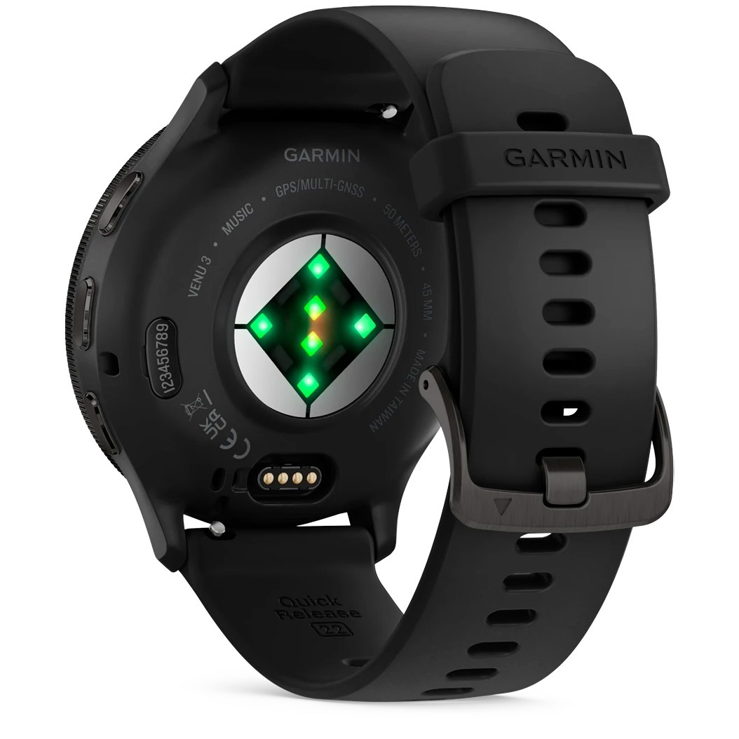 Смарт-годинник Garmin Venu 3 Slate Stainless Steel Bezel with Black Case and Silicone Band (010-02784-01/51) 3 Small