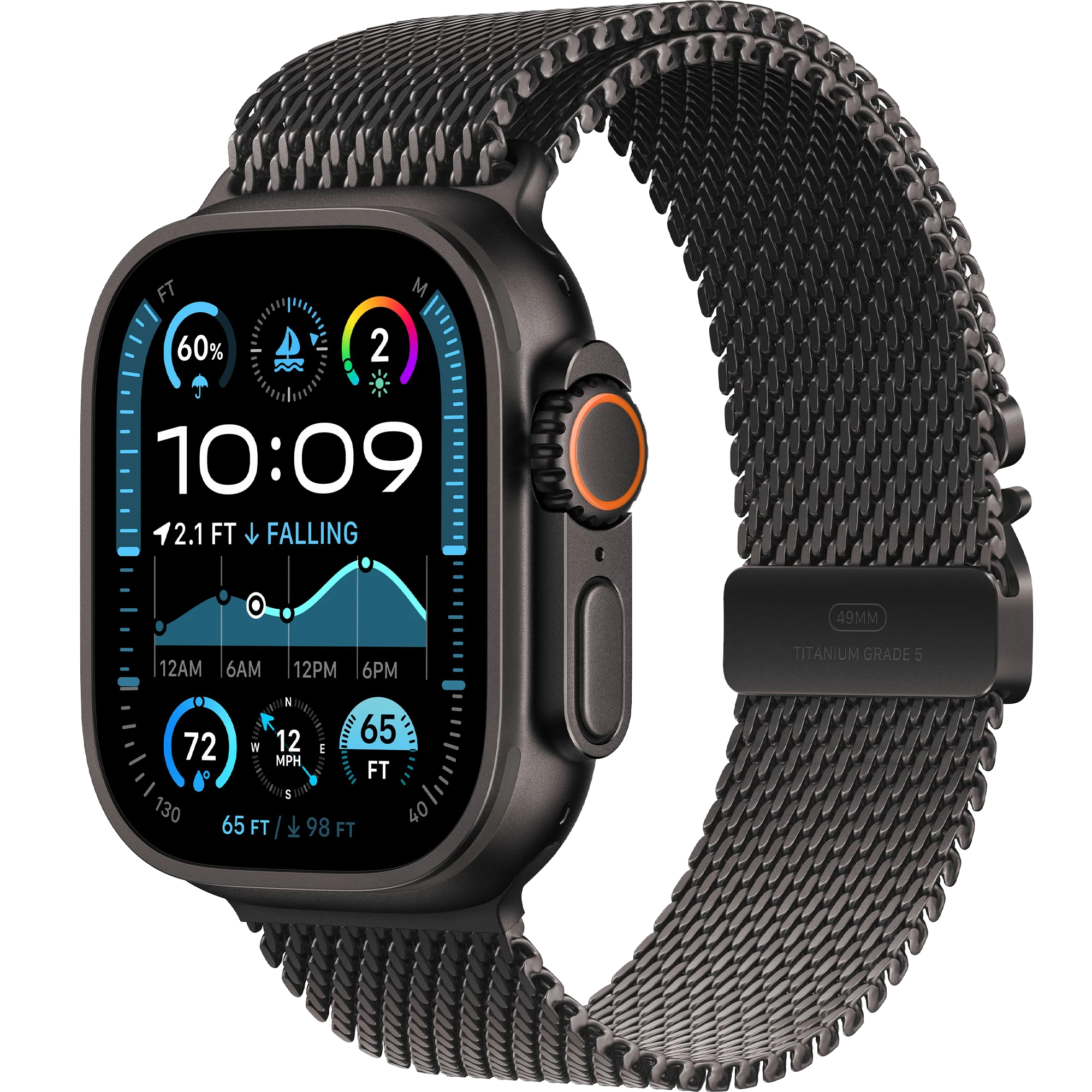 Apple Watch Ultra 2 GPS + Cellular 49mm Black Titanium Case w. Black Titanium Milanese Loop - M (MX5U3) 0 Small