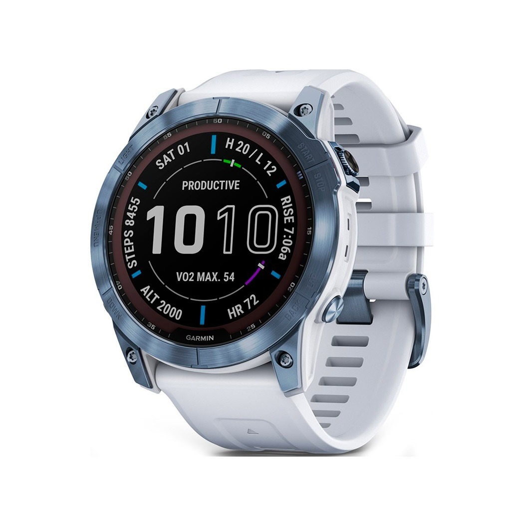 Спортивний годинник Garmin Fenix 7X Sapphire Solar Mineral Blue DLC Titanium with Whitestone Band (010-02541-14/15)