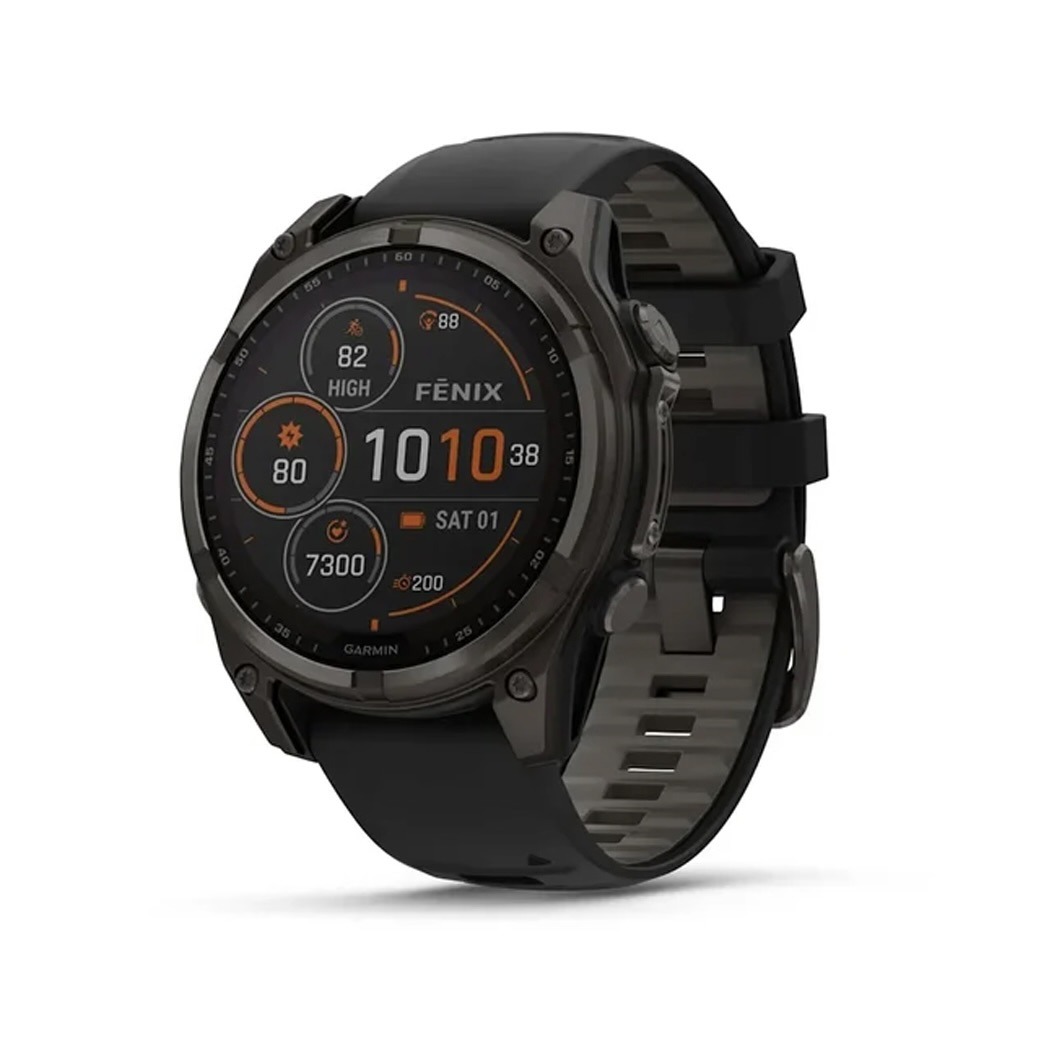 Смарт-годинник Garmin Fenix 8 Solar 47mm Sapphire Carbon Grey DLC Titanium with Black/Pebble Grey Silicone Band (010-02906-11)