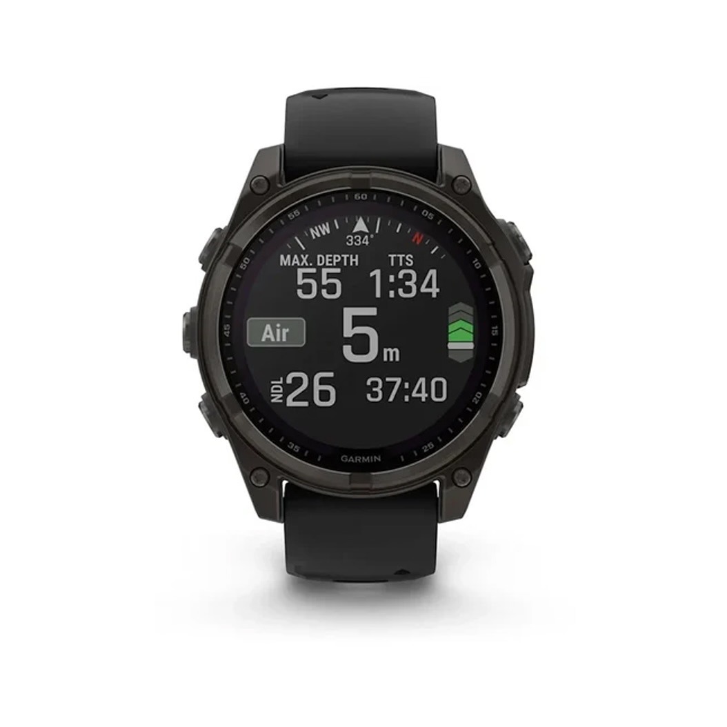 Смарт-годинник Garmin Fenix 8 Solar 47mm Sapphire Carbon Grey DLC Titanium with Black/Pebble Grey Silicone Band (010-02906-11) 1 Small