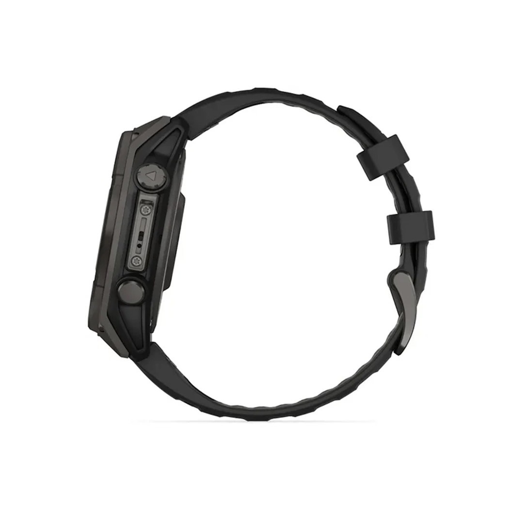 Смарт-годинник Garmin Fenix 8 Solar 47mm Sapphire Carbon Grey DLC Titanium with Black/Pebble Grey Silicone Band (010-02906-11) 2 Small