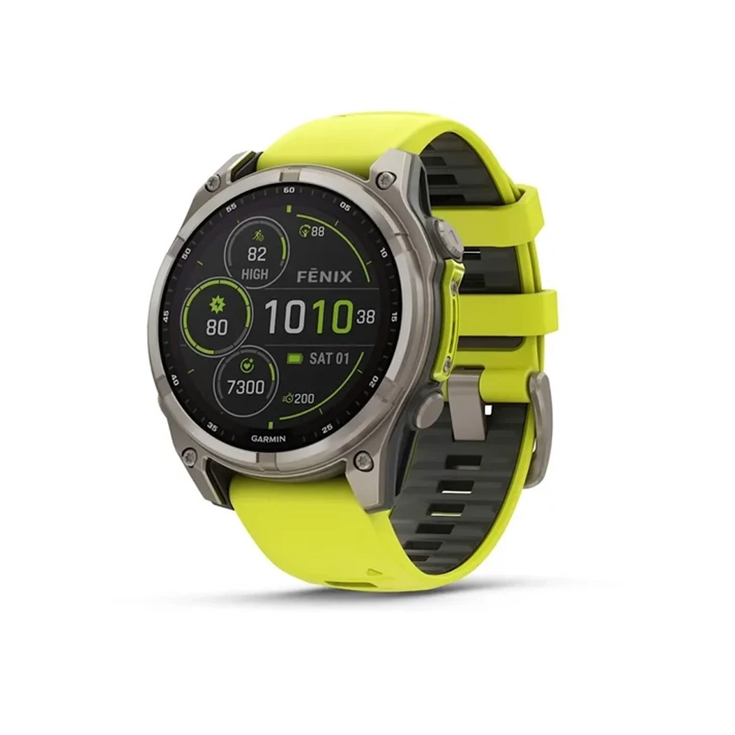 Смарт-годинник Garmin Fenix 8 Solar 47mm Sapphire Titanium with Amp Yellow/Graphite Silicone Band (010-02906-20/21)