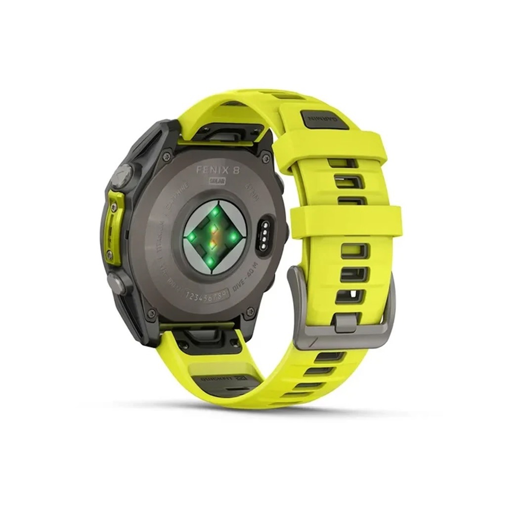 Смарт-годинник Garmin Fenix 8 Solar 47mm Sapphire Titanium with Amp Yellow/Graphite Silicone Band (010-02906-20/21) 3 Small