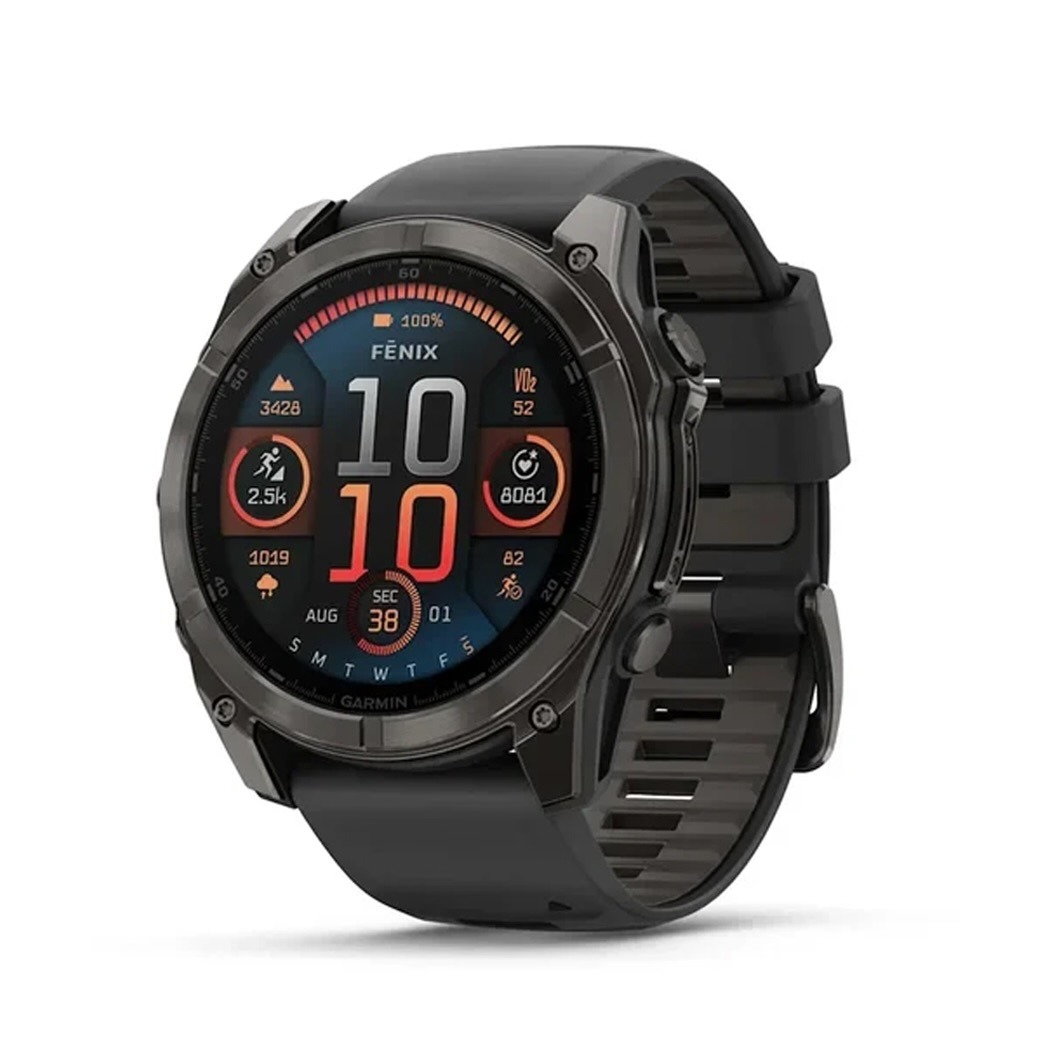 Смарт-годинник Garmin Fenix 8 AMOLED 51mm Sapphire Carbon Grey DLC with Black/Pebble Grey Silicone Band (010-02905-20/21)