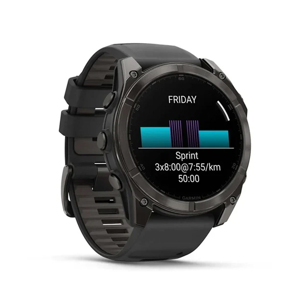 Смарт-годинник Garmin Fenix 8 AMOLED 51mm Sapphire Carbon Grey DLC with Black/Pebble Grey Silicone Band (010-02905-20/21) 2 Small