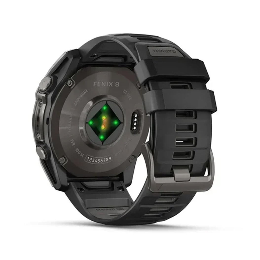 Смарт-годинник Garmin Fenix 8 AMOLED 51mm Sapphire Carbon Grey DLC with Black/Pebble Grey Silicone Band (010-02905-20/21) 5 Small