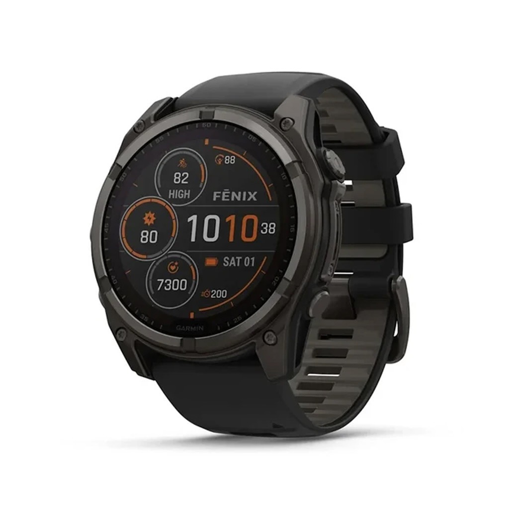Смарт-годинник Garmin Fenix 8 Solar 51mm Sapphire Carbon Grey DLC Titanium with Black/Pebble Grey Silicone Band (010-02907-11)