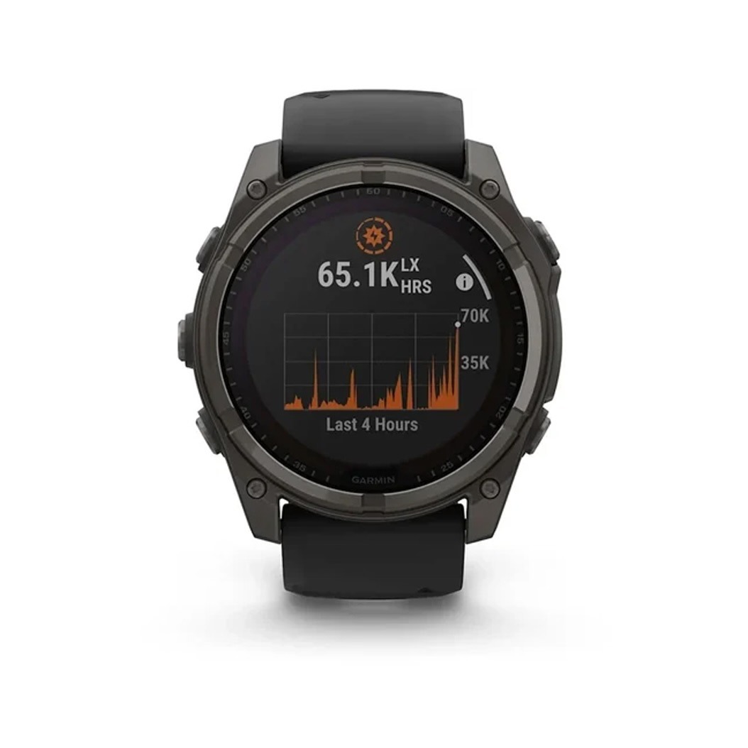 Смарт-годинник Garmin Fenix 8 Solar 51mm Sapphire Carbon Grey DLC Titanium with Black/Pebble Grey Silicone Band (010-02907-11) 1 Small