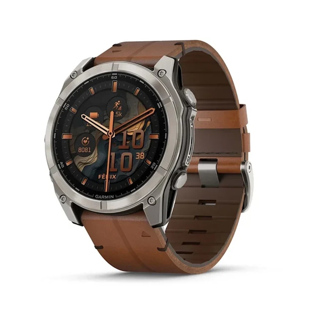 Смарт-годинник Garmin Fenix 8 AMOLED 51mm Sapphire Titanium with Chestnut Leather Band (010-02905-40)