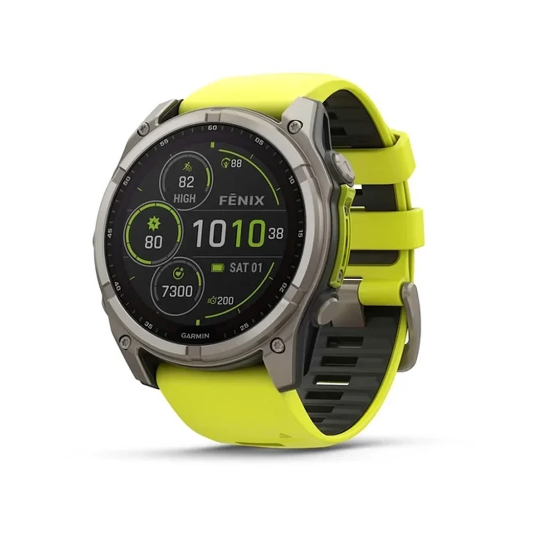 Смарт-годинник Garmin Fenix 8 Solar 51mm Sapphire Titanium with Amp Yellow/Graphite Silicone Band (010-02907-21)