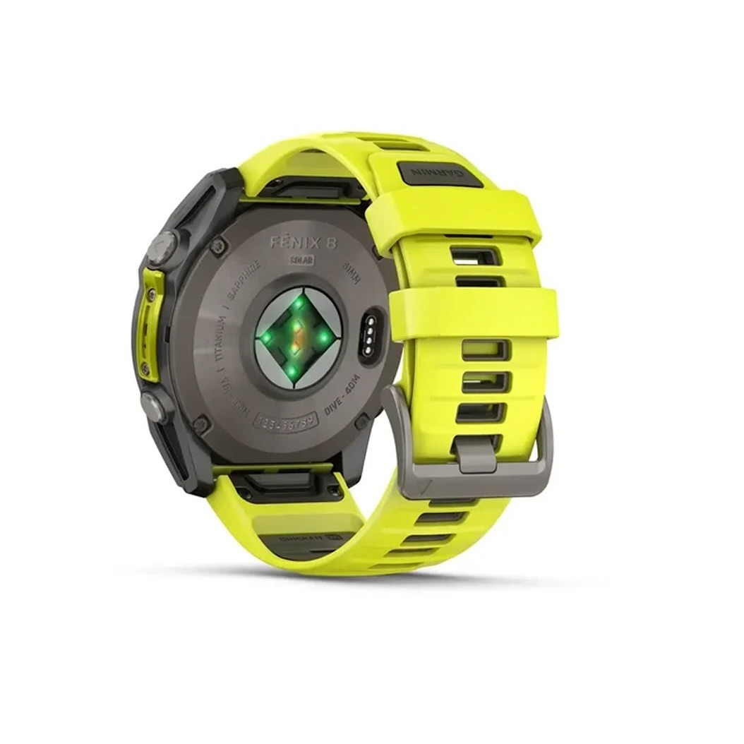 Смарт-годинник Garmin Fenix 8 Solar 51mm Sapphire Titanium with Amp Yellow/Graphite Silicone Band (010-02907-21) 3 Small