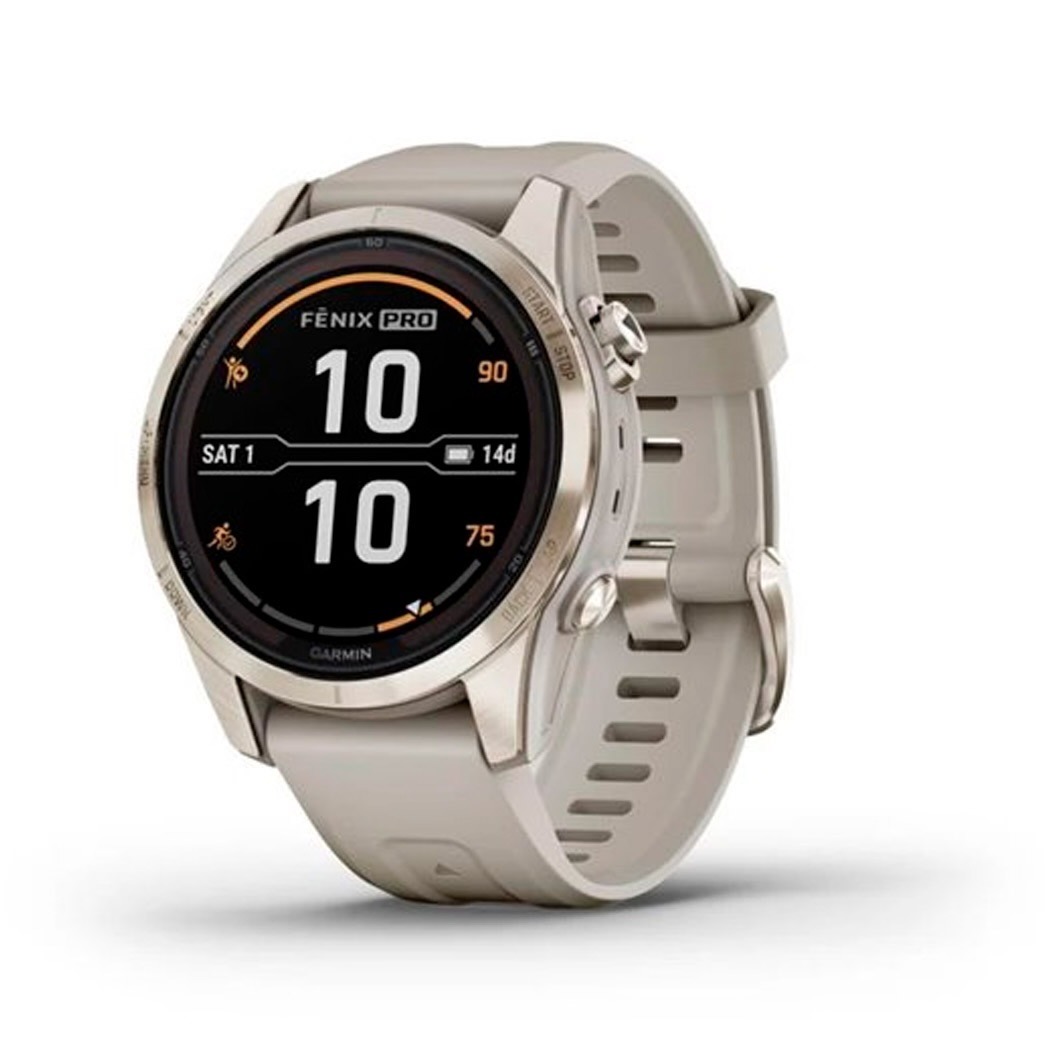 Спортивний годинник Garmin Fenix 7S Pro Sapphire Solar Soft Gold w. Light Sand Band (010-02776-14/15)