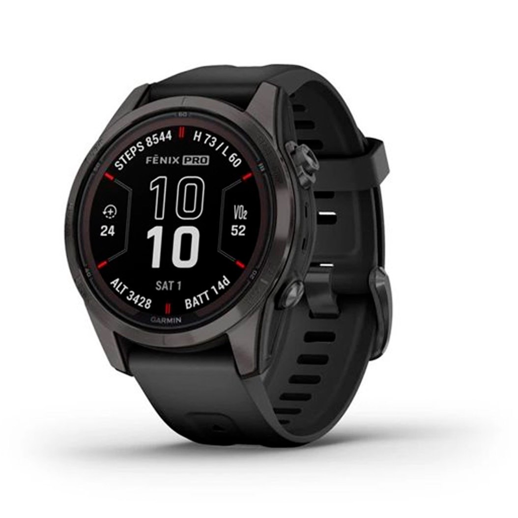 Спортивний годинник Garmin Fenix 7S Pro Sapphire Solar Carbon G. DLC Tit. with Black Band (010-02776-10/11)